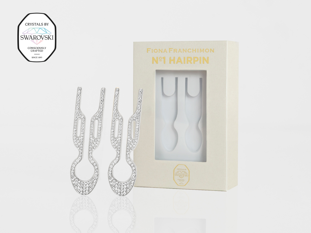 Nº1 HAIRPIN PETITE Steel with Swarovski® Crystals | White Gold Finish (2 per box)