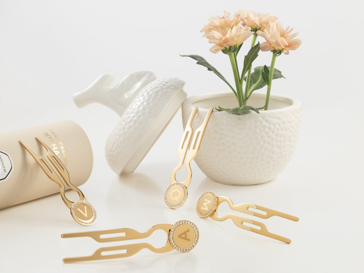 Nº1 HAIRPIN Steel with Swarovski | Name Initial