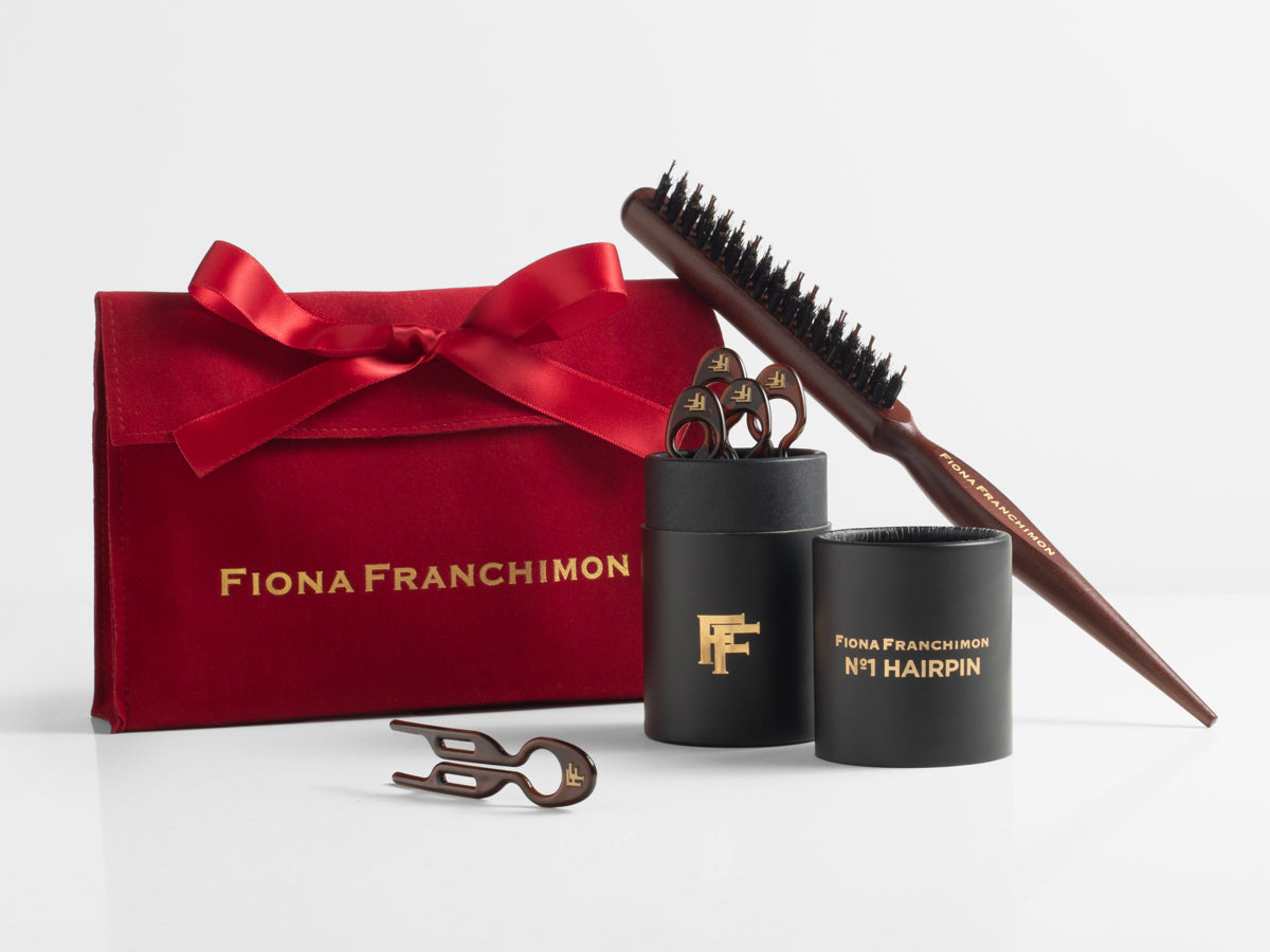 Nº1 HAIRPIN Volume Value Set | Brown 5x Tube & Backcomb brush with Ruby Red pouch