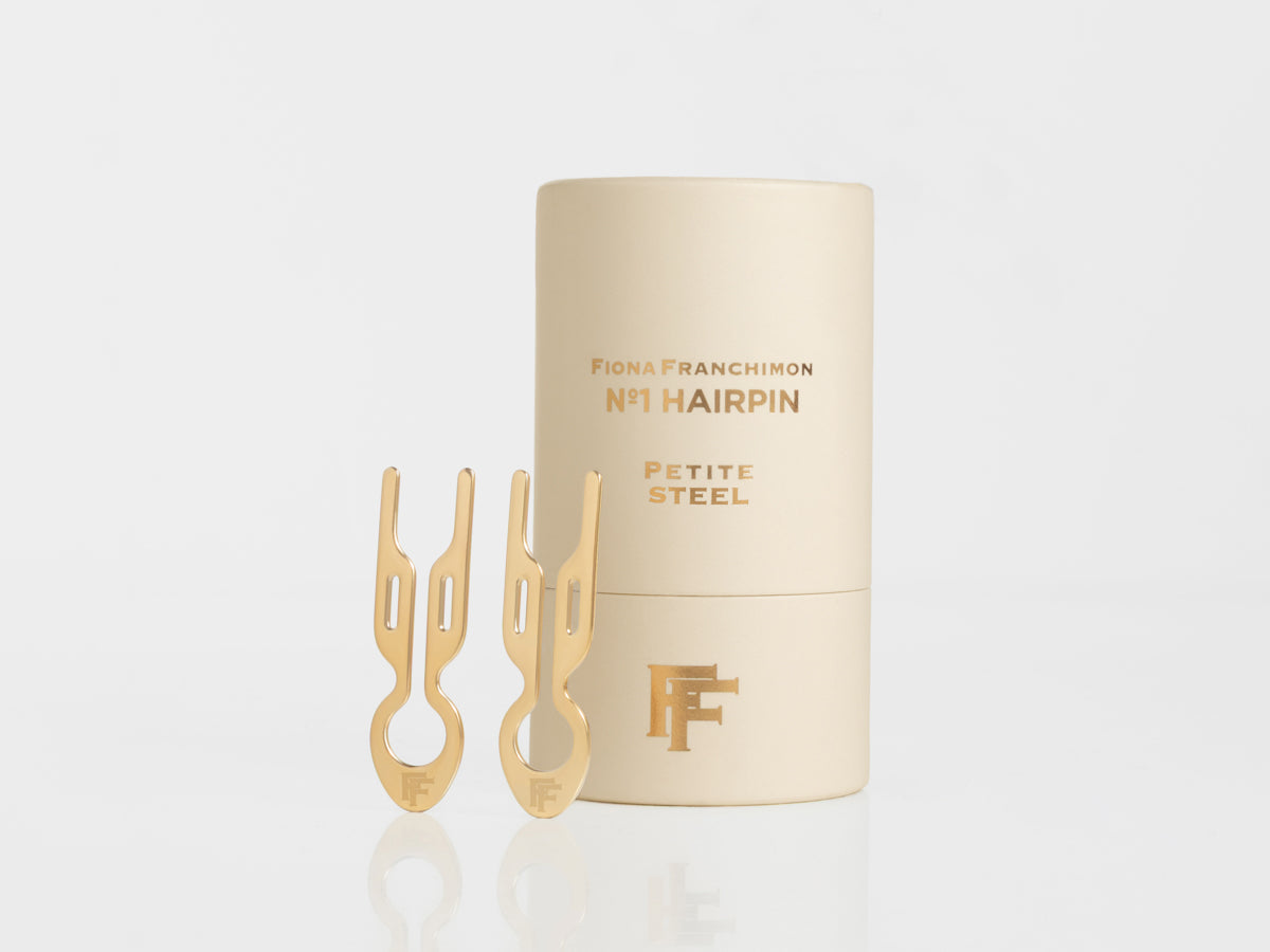 Nº1 HAIRPIN PETITE Steel | Yellow Gold finish (2 per tube)