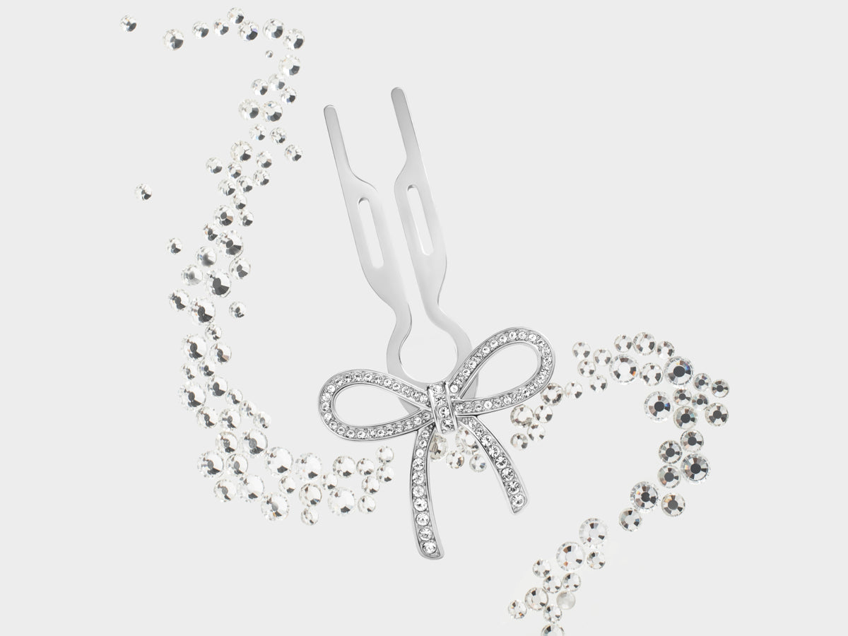 Nº1 HAIRPIN Ribbon | Swarovski® Crystals | White Gold Finish