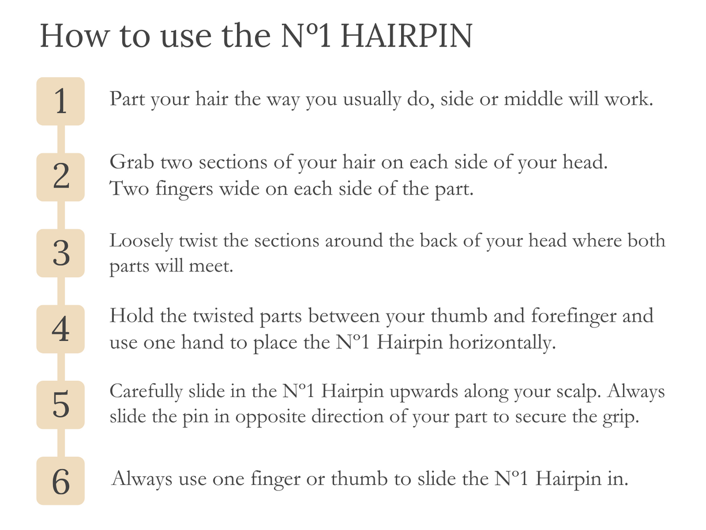Nº 1 HAIRPIN | Paris Collection | Soft Beige, Satin Sand & Smooth Caramel