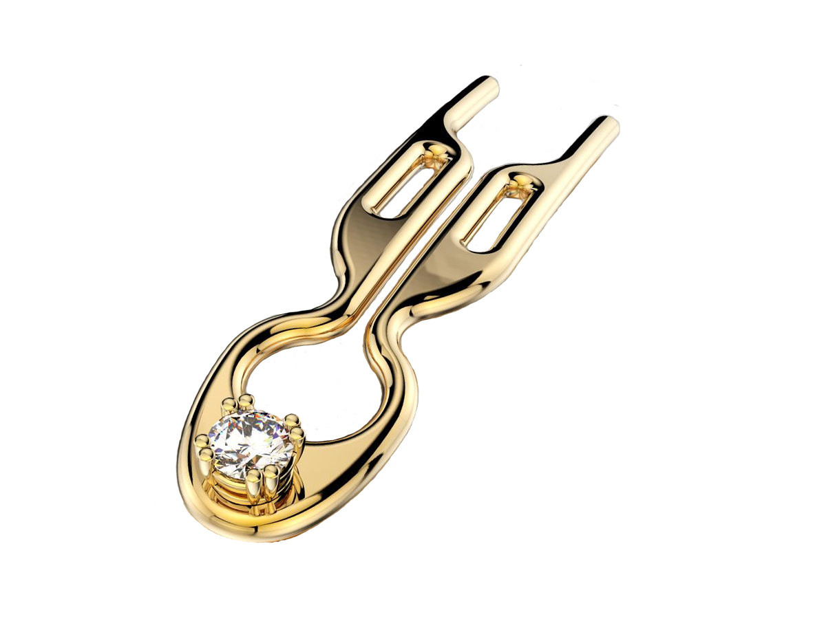 Nº 1 HAIRPIN Solid Yellow Gold 18K - 1 Diamond Solitaire | Diamond Dream