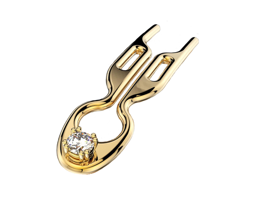 Nº 1 HAIRPIN Solid Yellow Gold 18K - 1 Diamond Solitaire | Diamond Dream