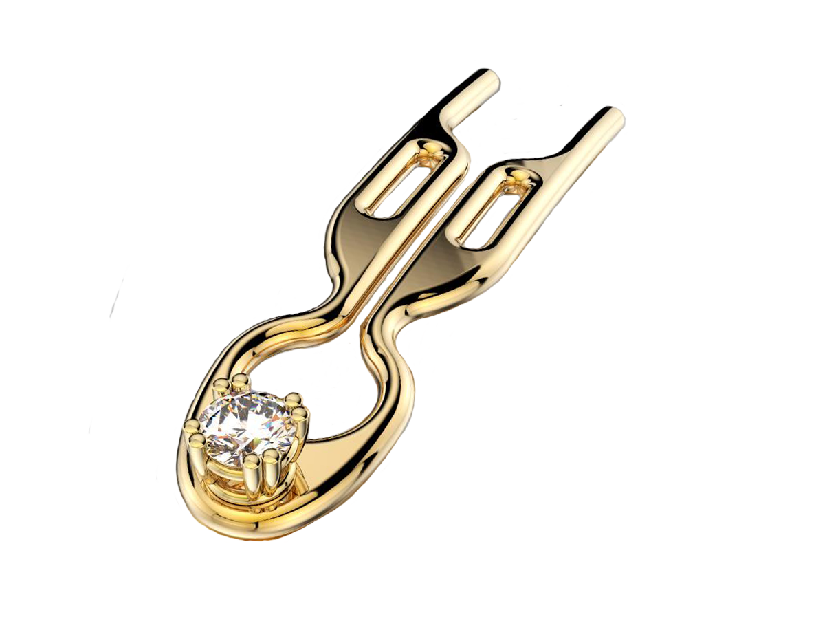 Nº 1 HAIRPIN Solid Yellow Gold 18K - 1 Diamond Solitaire | Diamond Dream