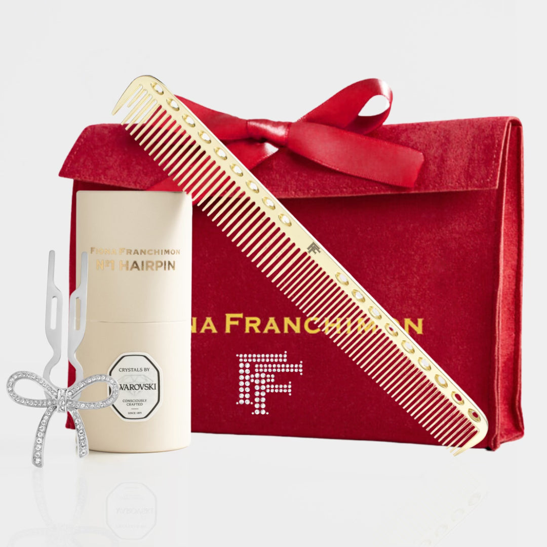 NºHairpin Volume Value Set | NºHAIRPIN Ribbon with Swarovski Crystals White gold finish & Golden Nº1 Hair Comb