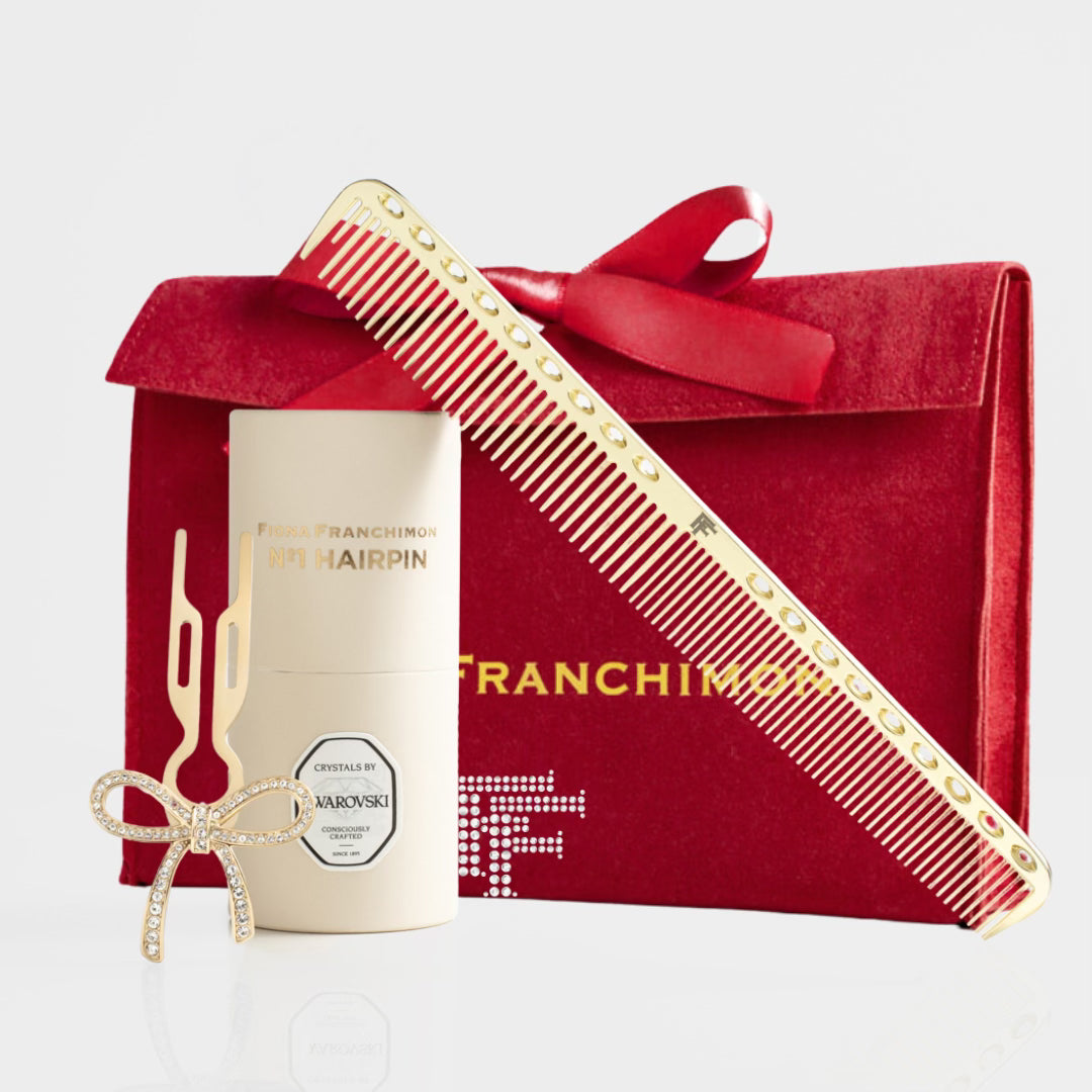 NºHairpin Volume Value Set | NºHAIRPIN Ribbon with Swarovski Crystals Yellow gold finish & Golden Nº1 Hair Comb