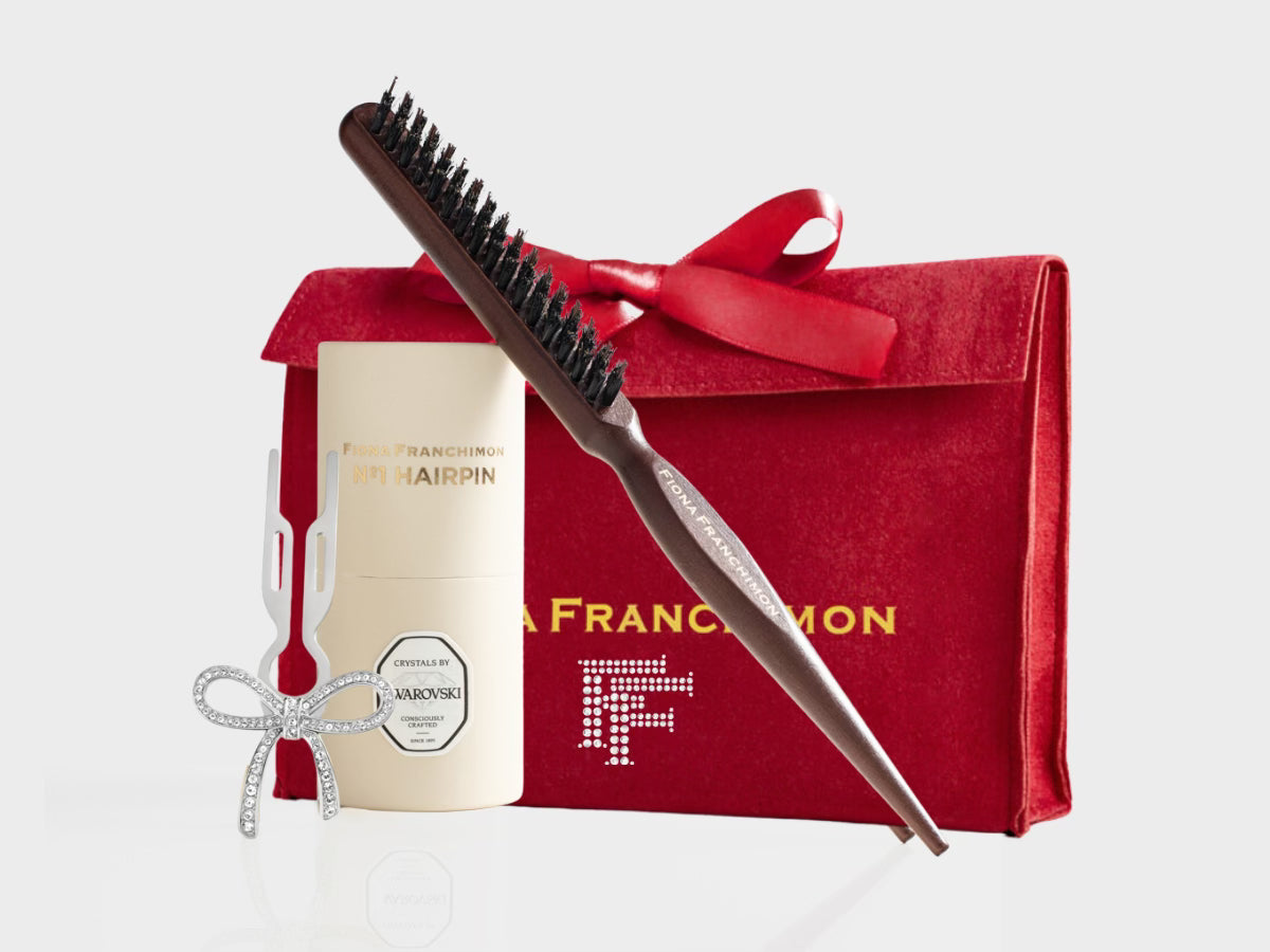 NºHairpin Volume Value Set | NºHAIRPIN Ribbon with Swarovski Crystals White gold finish & Backcomb Hair Brush