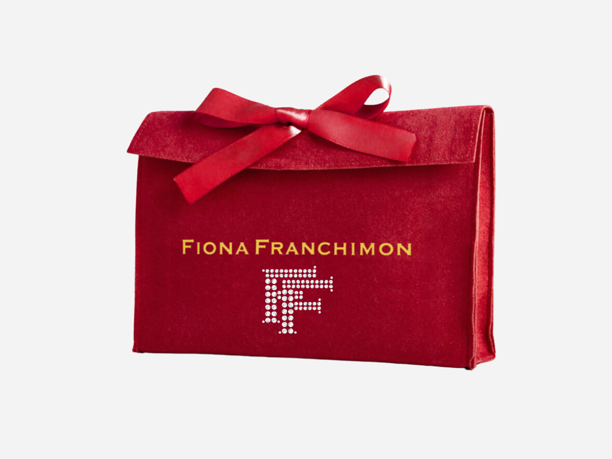 Fiona Franchimon Ruby Red Suede Pouch With Swarovski Crystals
