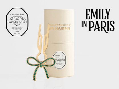 Nº1 HAIRPIN Ribbon | Emerald Green Swarovski® Crystals | Yellow Gold Finish