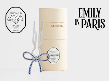 Nº1 HAIRPIN Ribbon | Sapphire Blue Swarovski® Crystals | White Gold Finish