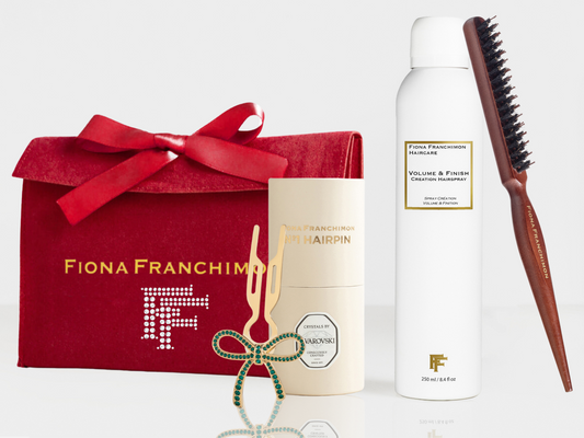 Value Set | Ribbon Emerald Green-F&C Hairspray-Backcomb brush-Swarovski Pouch