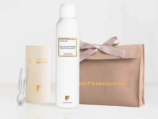Value Set | Nº1 HAIRPIN Steel White Gold, Volume & Finish Hairspray & Suede Pouch