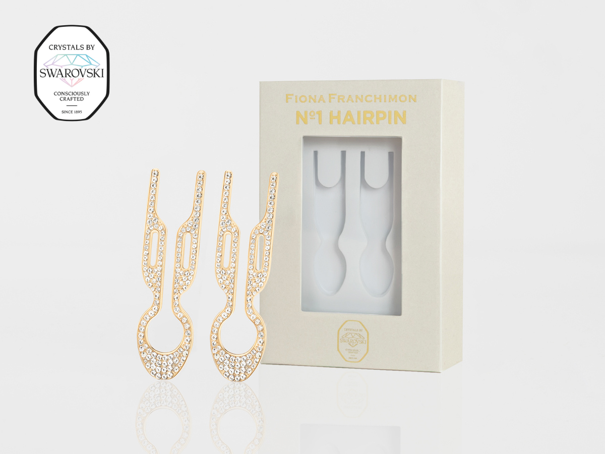 Nº1 HAIRPIN PETITE Steel with Swarovski® Crystals | Yellow Gold Finish (2 per box)