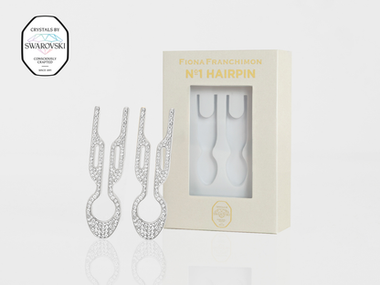 Nº1 HAIRPIN PETITE Steel with Swarovski® Crystals | White Gold Finish (2 per box)