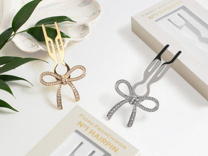 Nº1 HAIRPIN Ribbon | Swarovski® Crystals | White Gold Finish