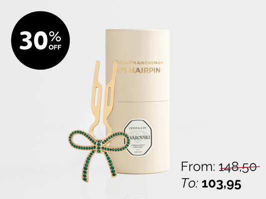 Nº1 HAIRPIN Ribbon | Emerald Green Swarovski® Crystals | Yellow Gold Finish