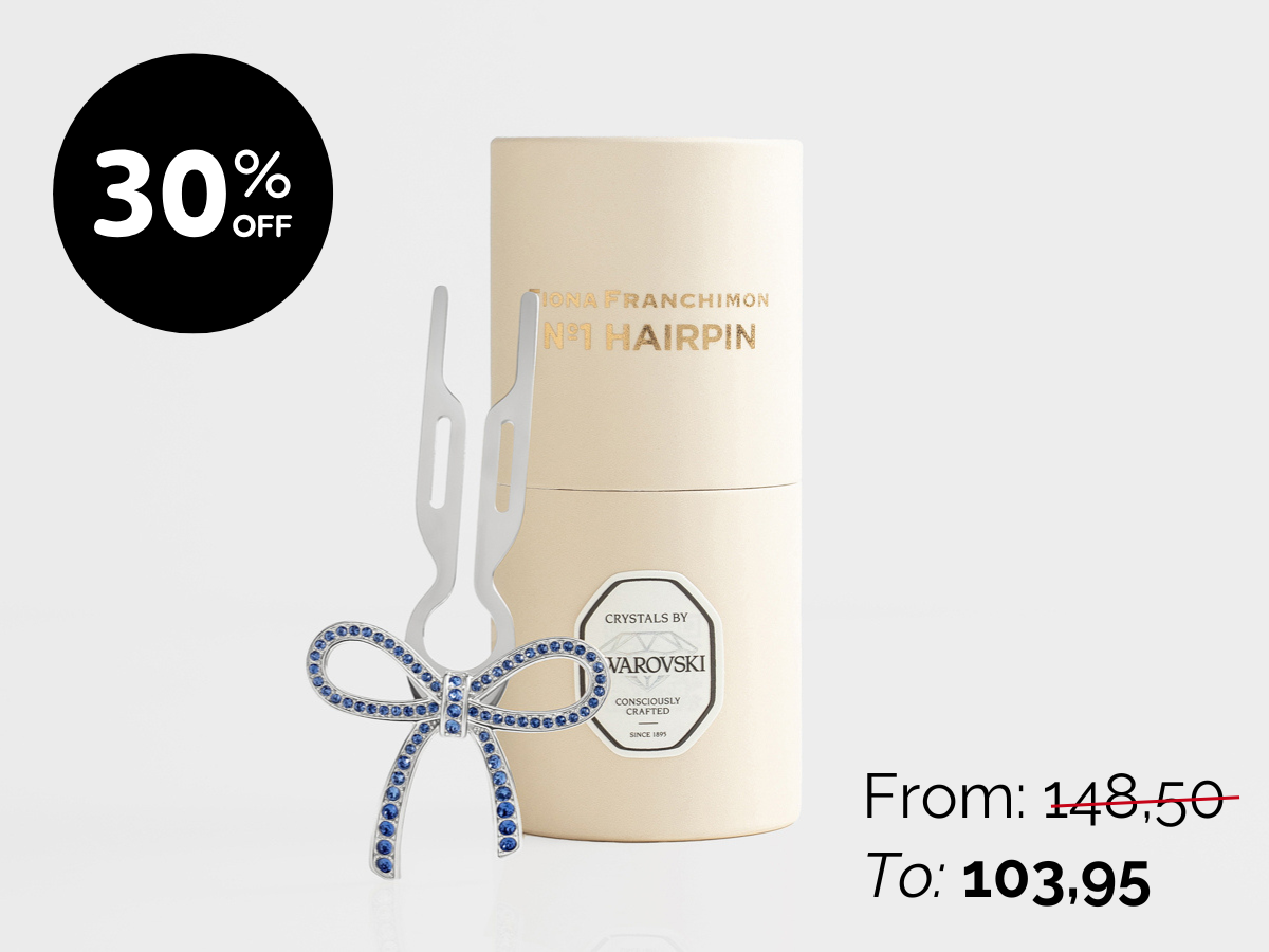 Nº1 HAIRPIN Ribbon | Sapphire Blue Swarovski® Crystals | White Gold Finish