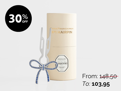 Nº1 HAIRPIN Ribbon | Sapphire Blue Swarovski® Crystals | White Gold Finish