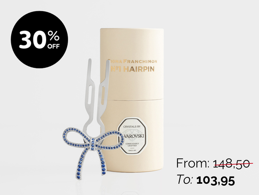 Nº1 HAIRPIN Ribbon | Sapphire Blue Swarovski® Crystals | White Gold Finish