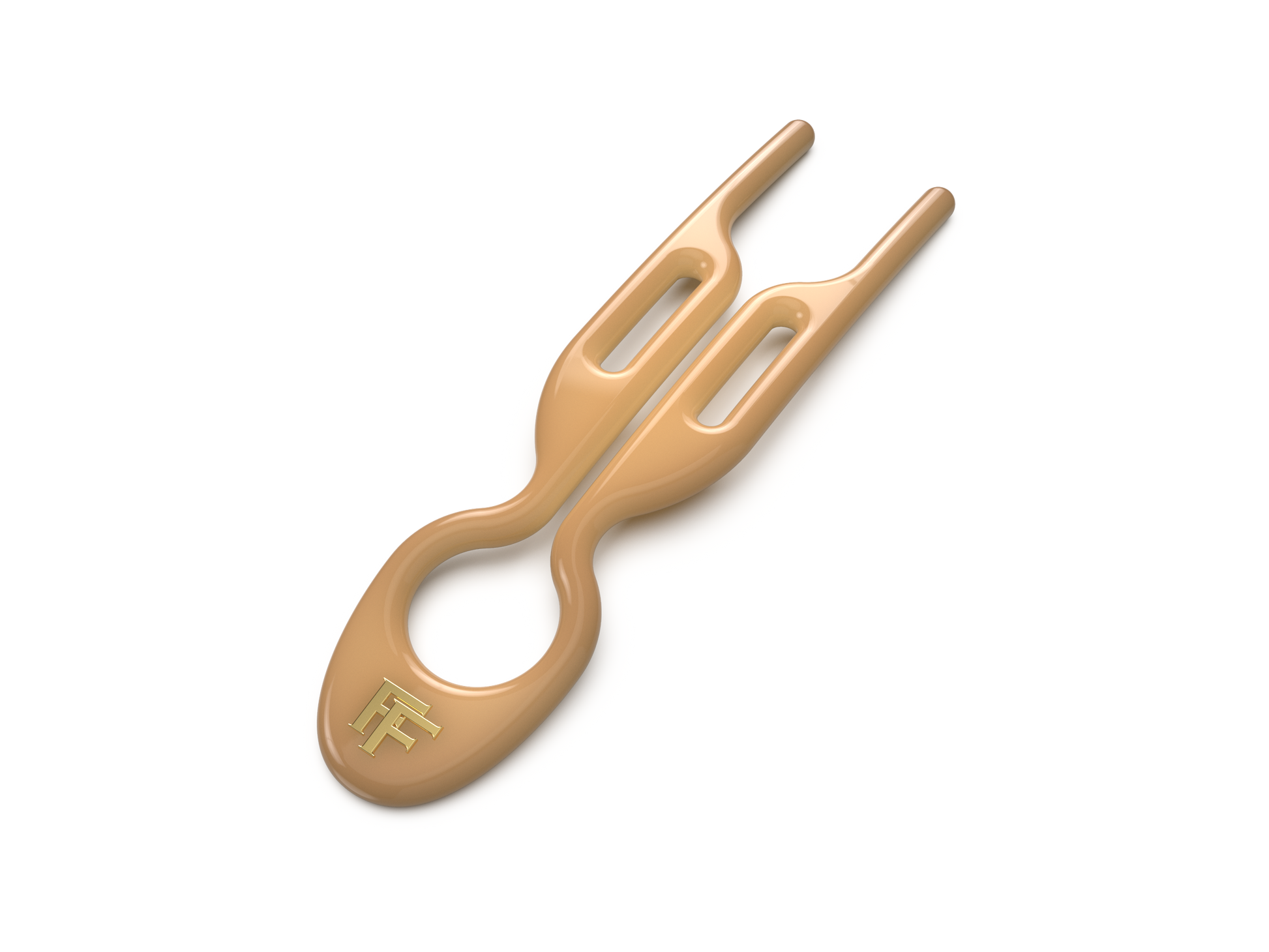 Smooth Caramel No.1 Hairpin with golden Fiona Franchimon initials