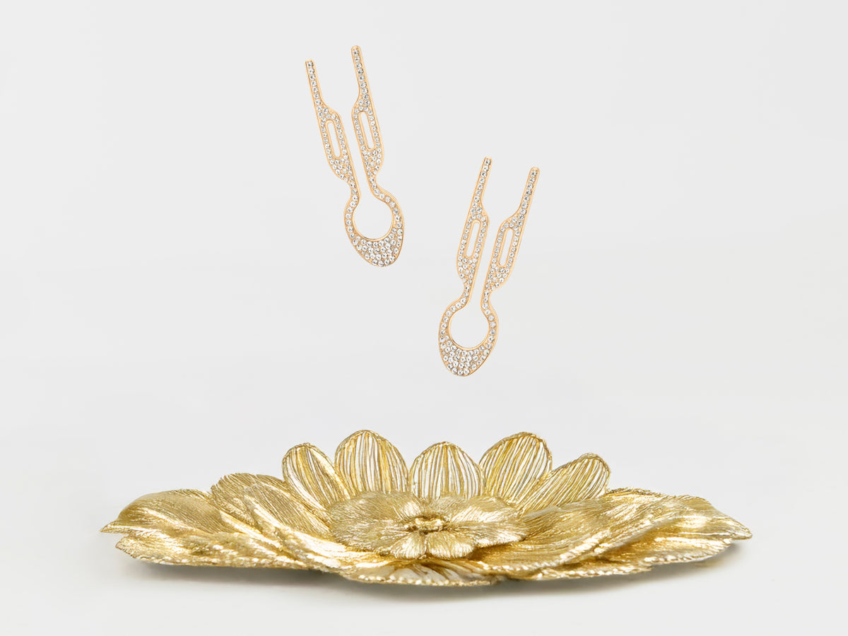 Nº1 HAIRPIN PETITE Steel with Swarovski® Crystals | Yellow Gold Finish (2 per box)