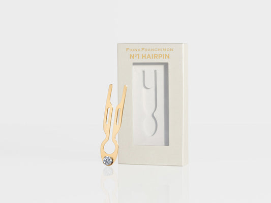 Nº1 HAIRPIN Steel Clear Crystal solitaire | Yellow Gold finish