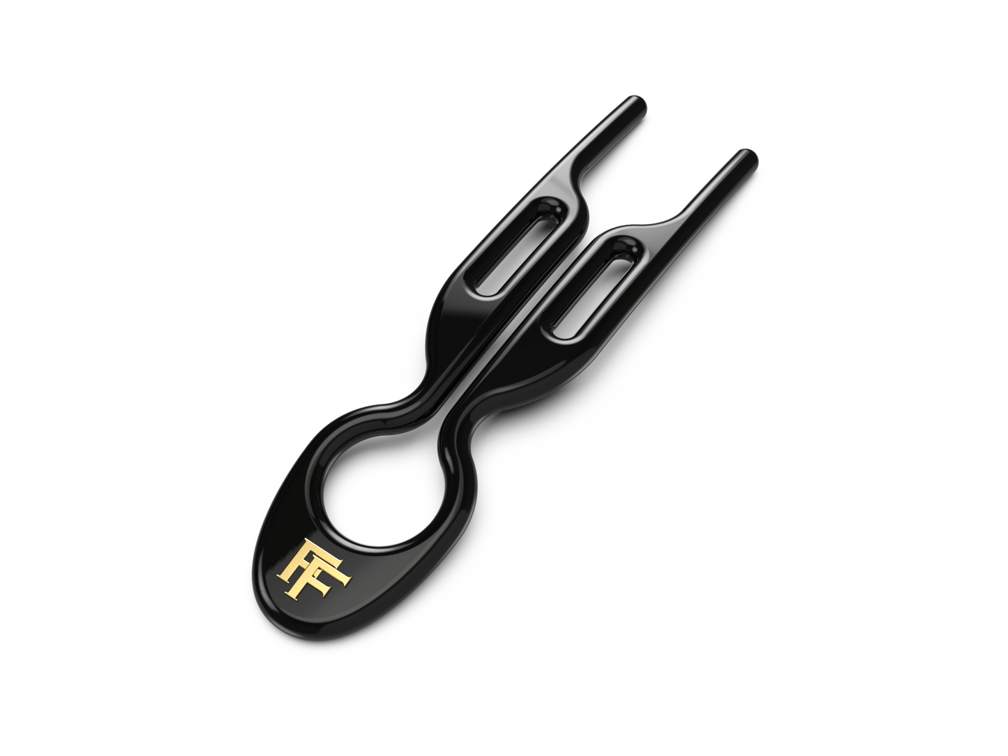 Black No.1 Hairpin with golden Fiona Franchimon initials