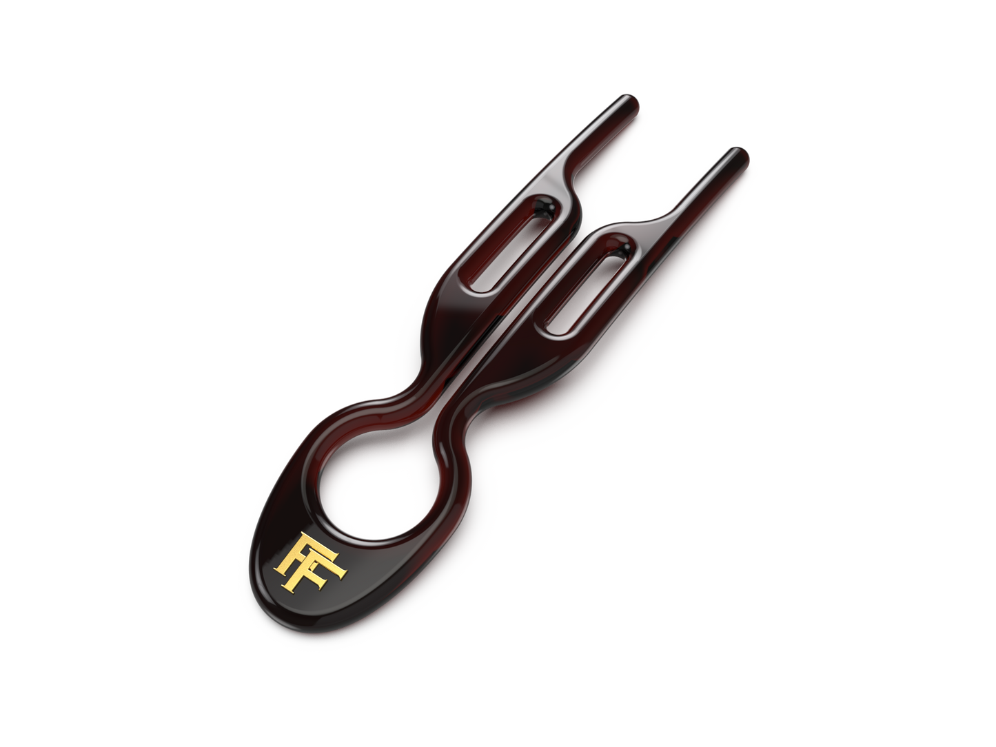 Brown No.1 Hairpin with golden Fiona Franchimon initials