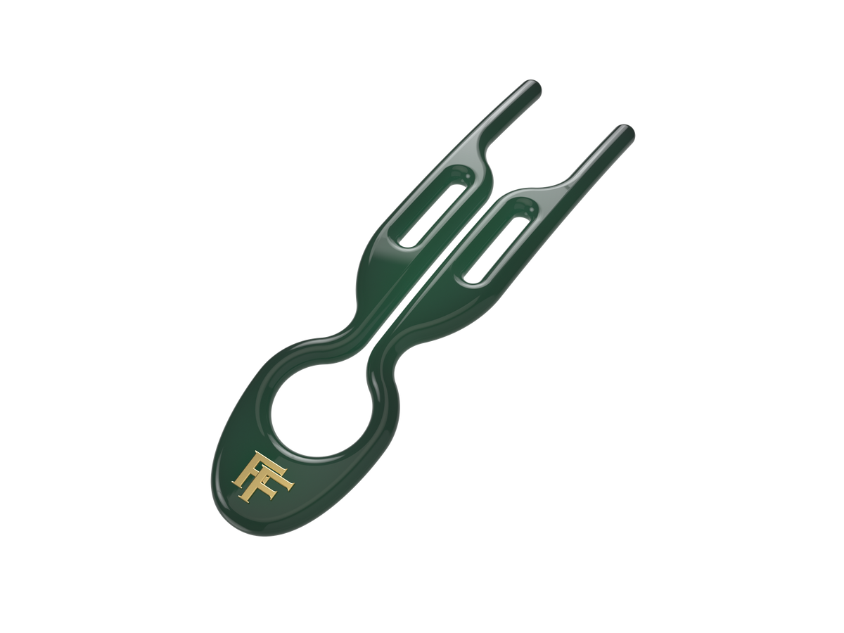 Emerald Green No.1 Hairpin with golden Fiona Franchimon initials