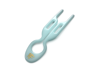 Tantalizing Blue No.1 Hairpin with golden Fiona Franchimon initials