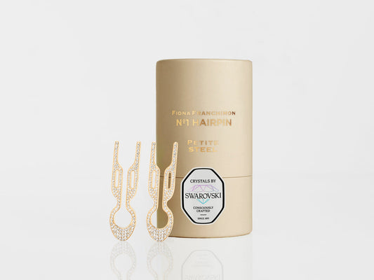 Nº1 HAIRPIN PETITE Steel with Swarovski® Crystals | Yellow Gold Finish (2 per box)