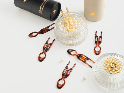 Nº1 HAIRPIN Classic Havana + Nº1 HAIRPIN Steel | Yellow Gold Finish