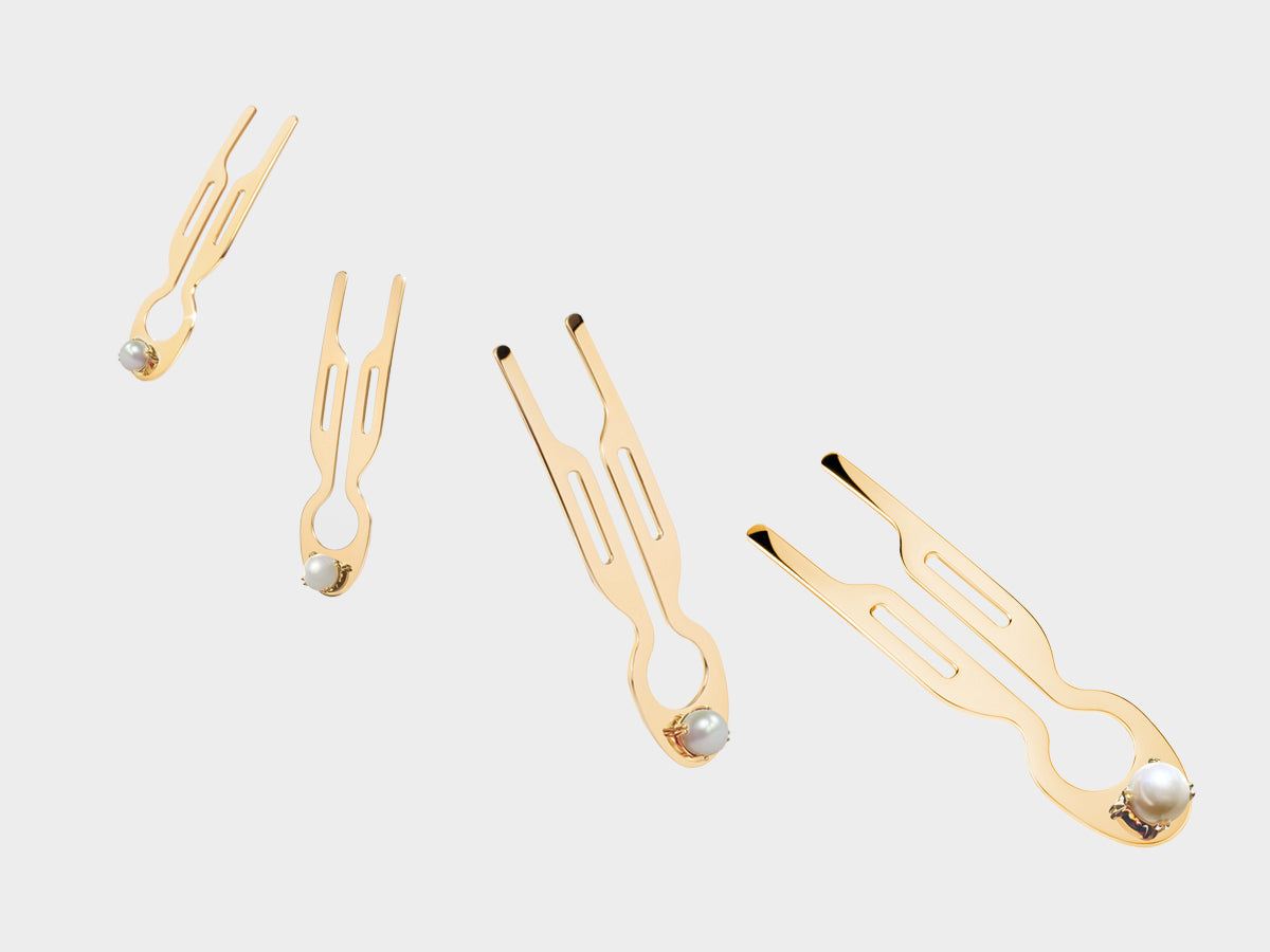 Nº1 HAIRPIN Steel Pearl | Yellow Gold finish