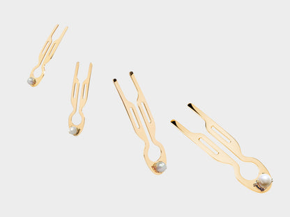 Nº1 HAIRPIN Steel Pearl | Yellow Gold finish