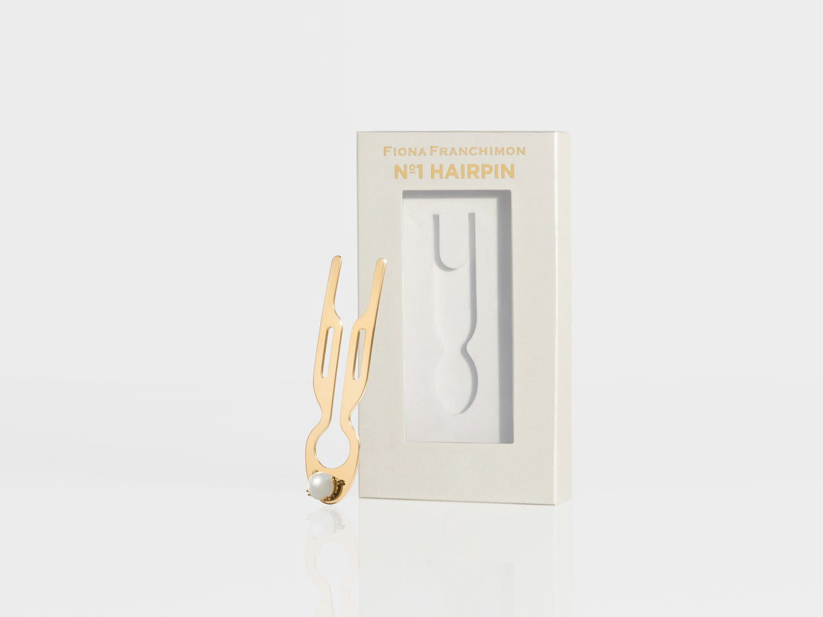 Nº1 HAIRPIN Steel Pearl | Yellow Gold finish