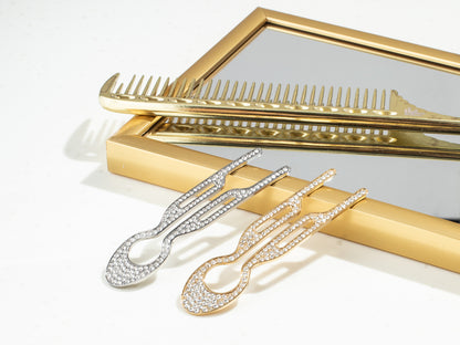 Nº1 HAIRPIN Golden Set | Nº1 HAIRPIN with Swarovski Crystals White gold finish & Golden Nº1 Hair Comb