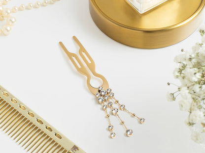 Nº1 Hairpin Pendant | Triple Strand with Swarovski® | Yellow Gold Finish