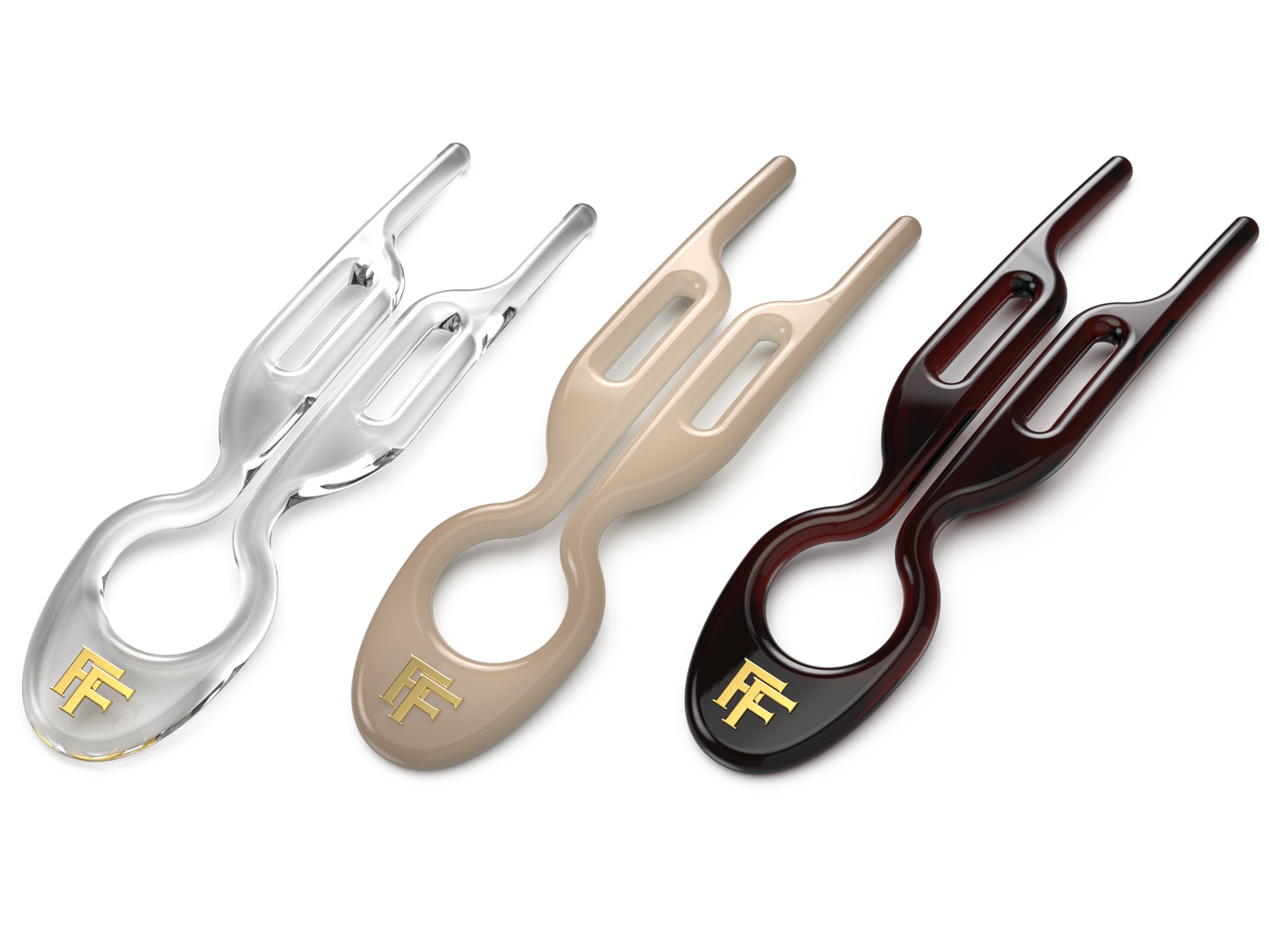 Nº 1 HAIRPIN | London Collection | Set Transparent, Soft Beige and Brown